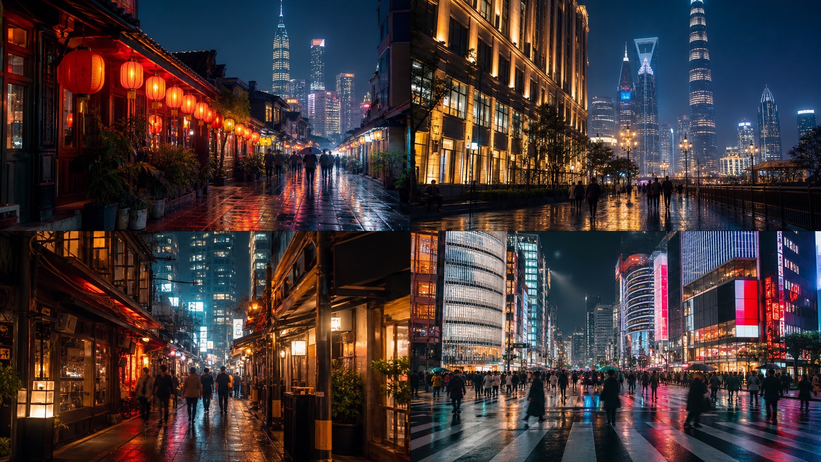 韓国・台湾・中国・日本の夜の街のイメージ