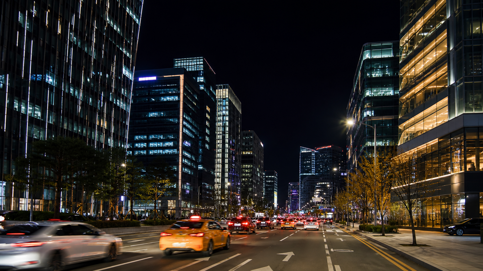 한국 서울 강남 야경 이미지
