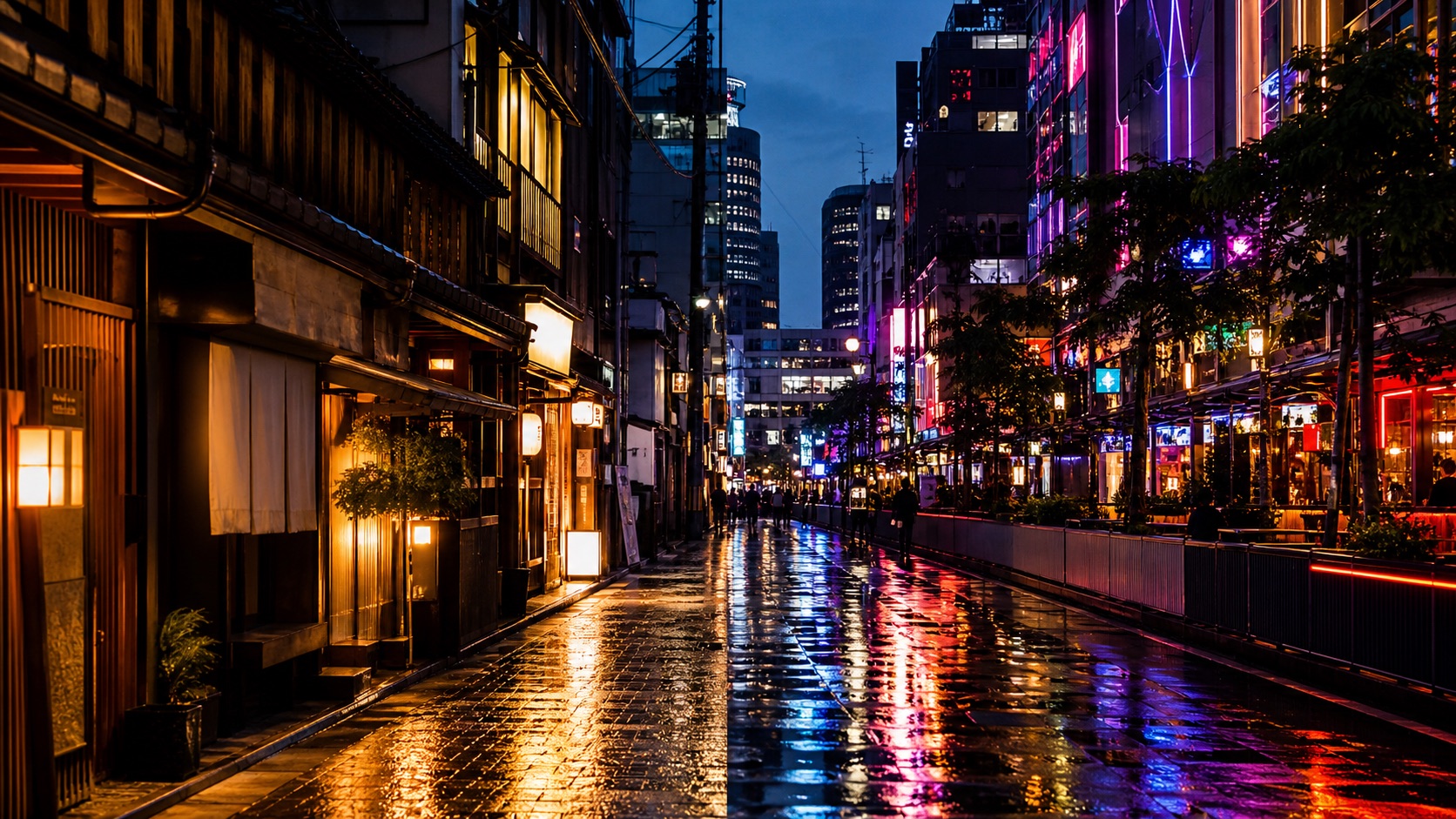 日本と海外の夜の街の違いを表すイメージ