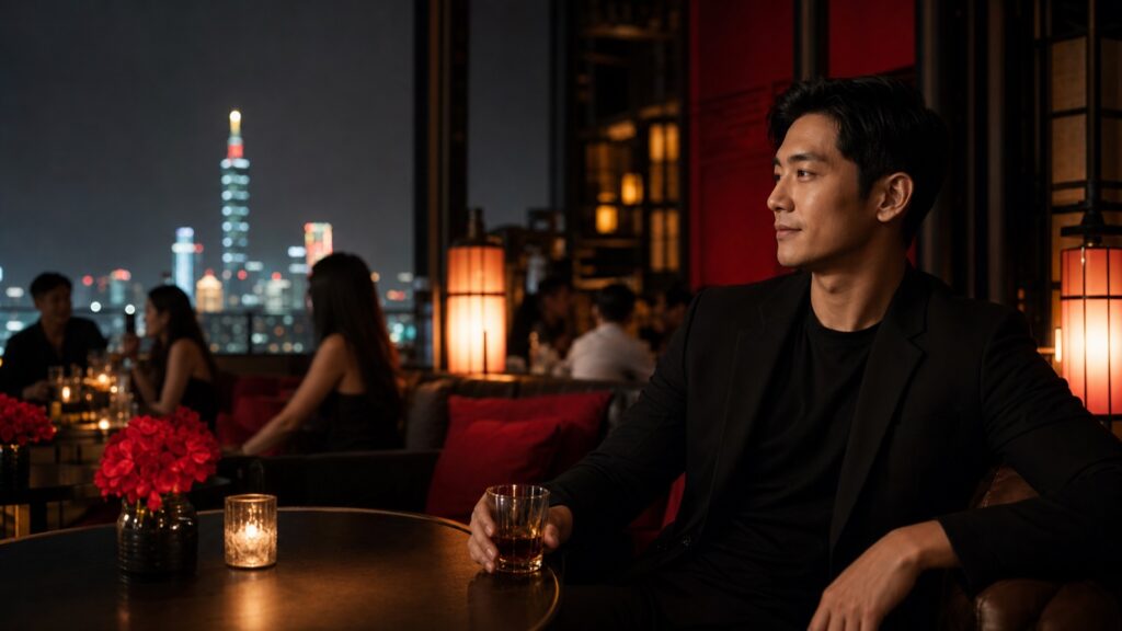 Elegant Taipei nightlife lounge overlooking the city