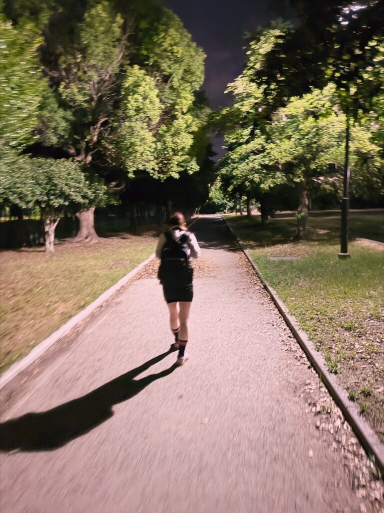福岡の公園周辺の夜の風景